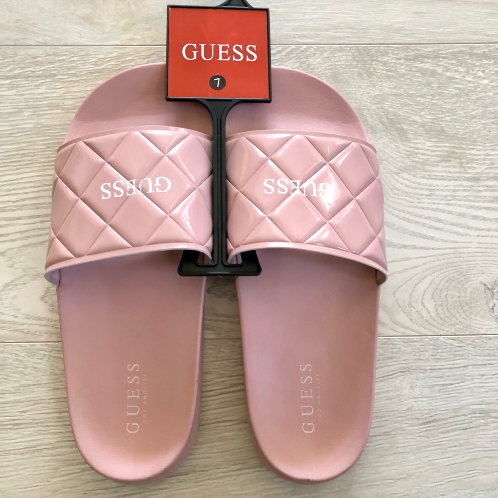 Guess Blush Pink Quilt Classic Slides Sandals